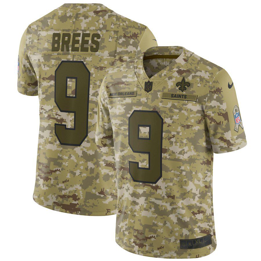 Men New Orleans Saints #9 Brees Nike Camo Salute to Service Retired Player Limited NFL Jerseys